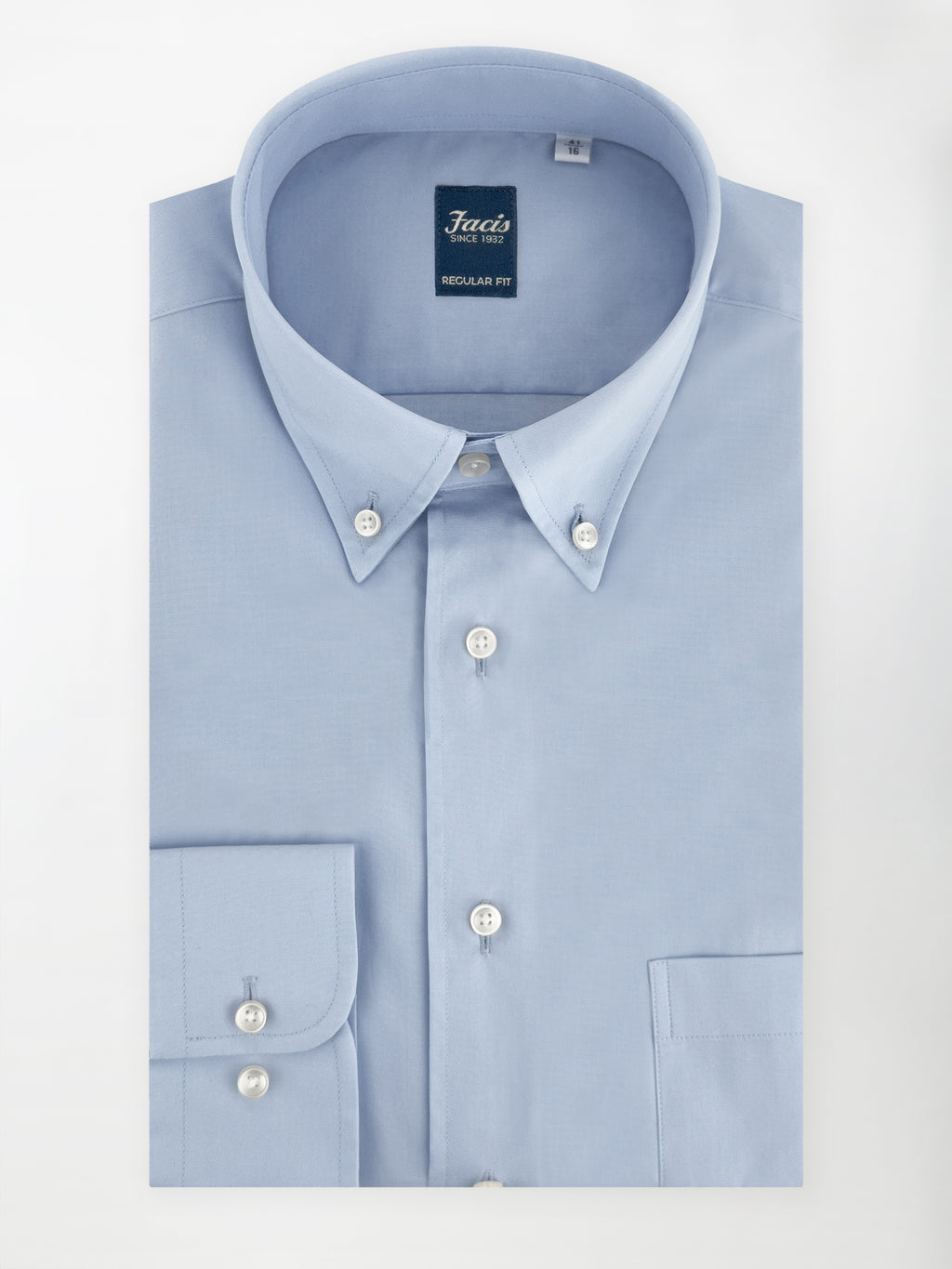 Camicia Azzurra con Collo button-down - Regular Fit - Cotone Popeline image 0