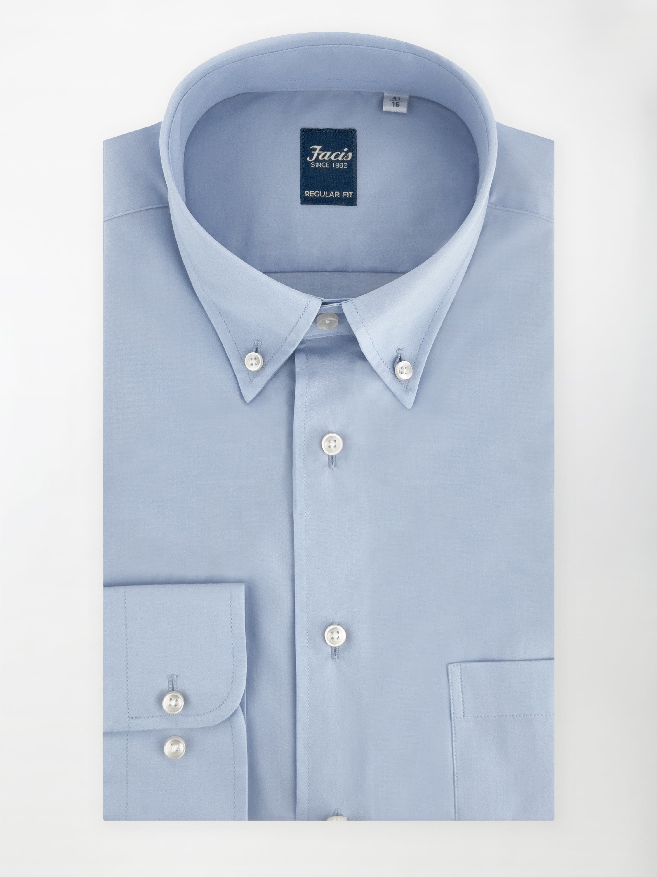 Camicia Azzurra con Collo button-down - Regular Fit - Cotone Popeline image 0
