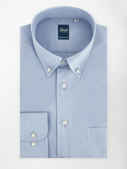 Camicia Azzurra con Collo button-down - Regular Fit - Cotone Popeline image 0