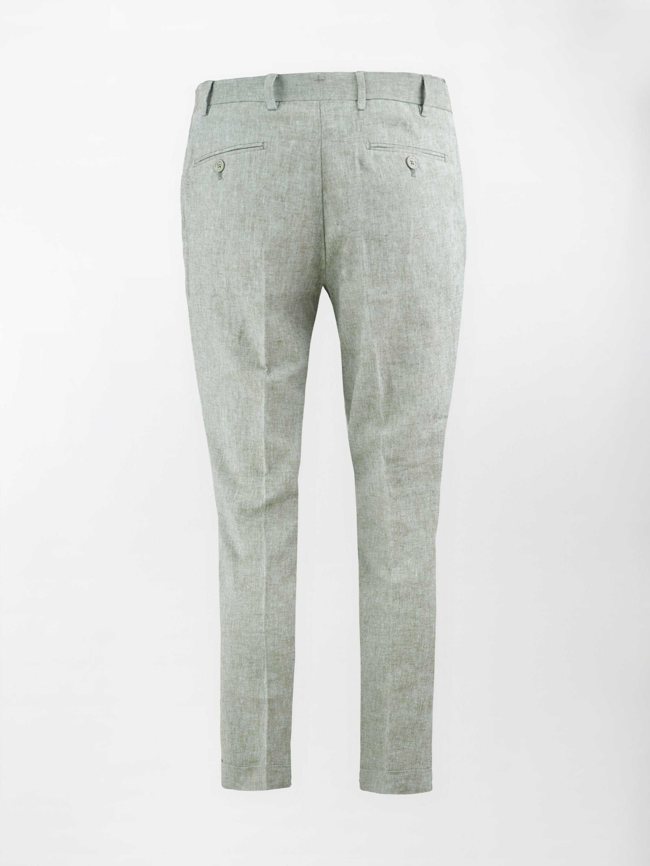 Pantalone sportivo in Lino-Cotone lavato - color Verde - Slim fit image 1