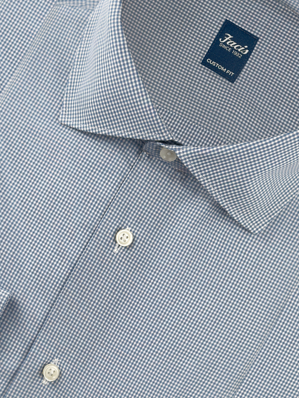Camicia Collo Francese Vichy color Blu chiaro - Custom Fit - Cotone Popeline image 1