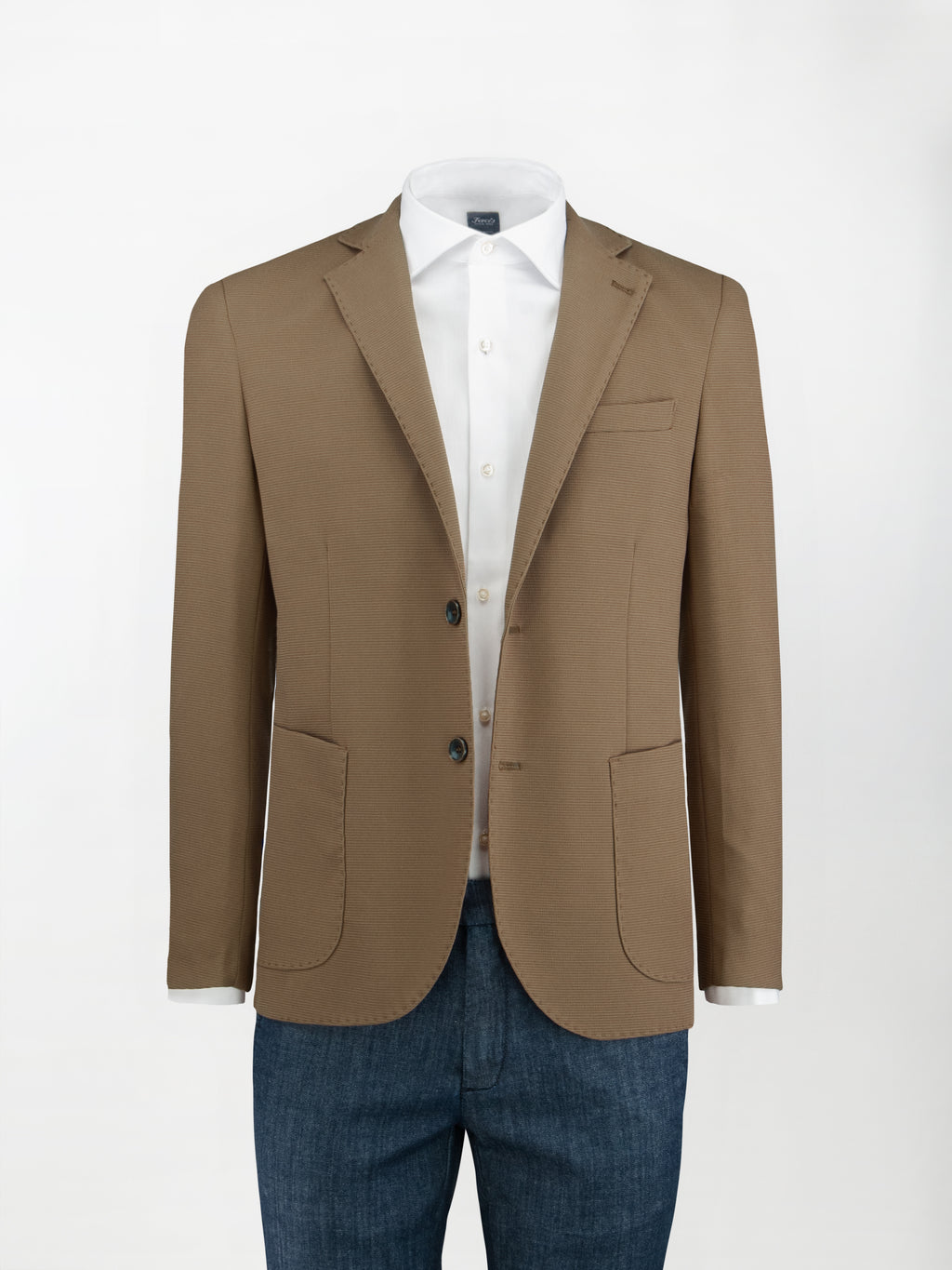 Giacca sfoderata sportiva armatura in maglia - color Cacao - Slim fit image 0
