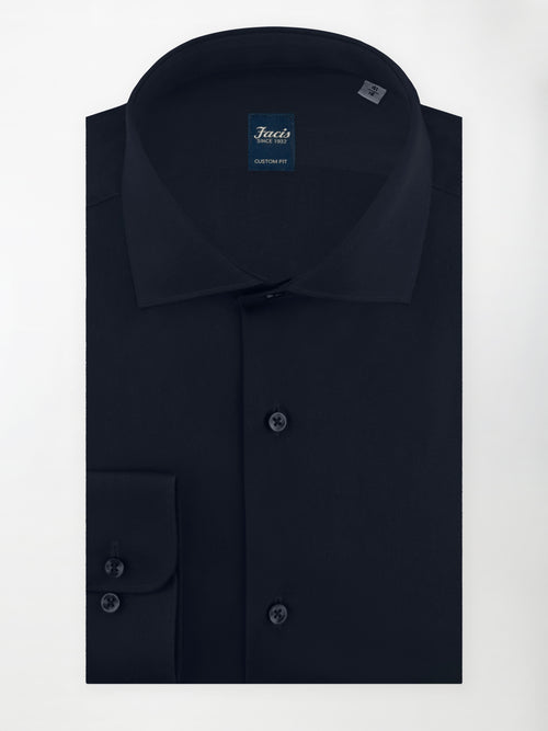 Camicia Collo Francese Color Blu notte - Custom Fit - Cotone Popeline image 0