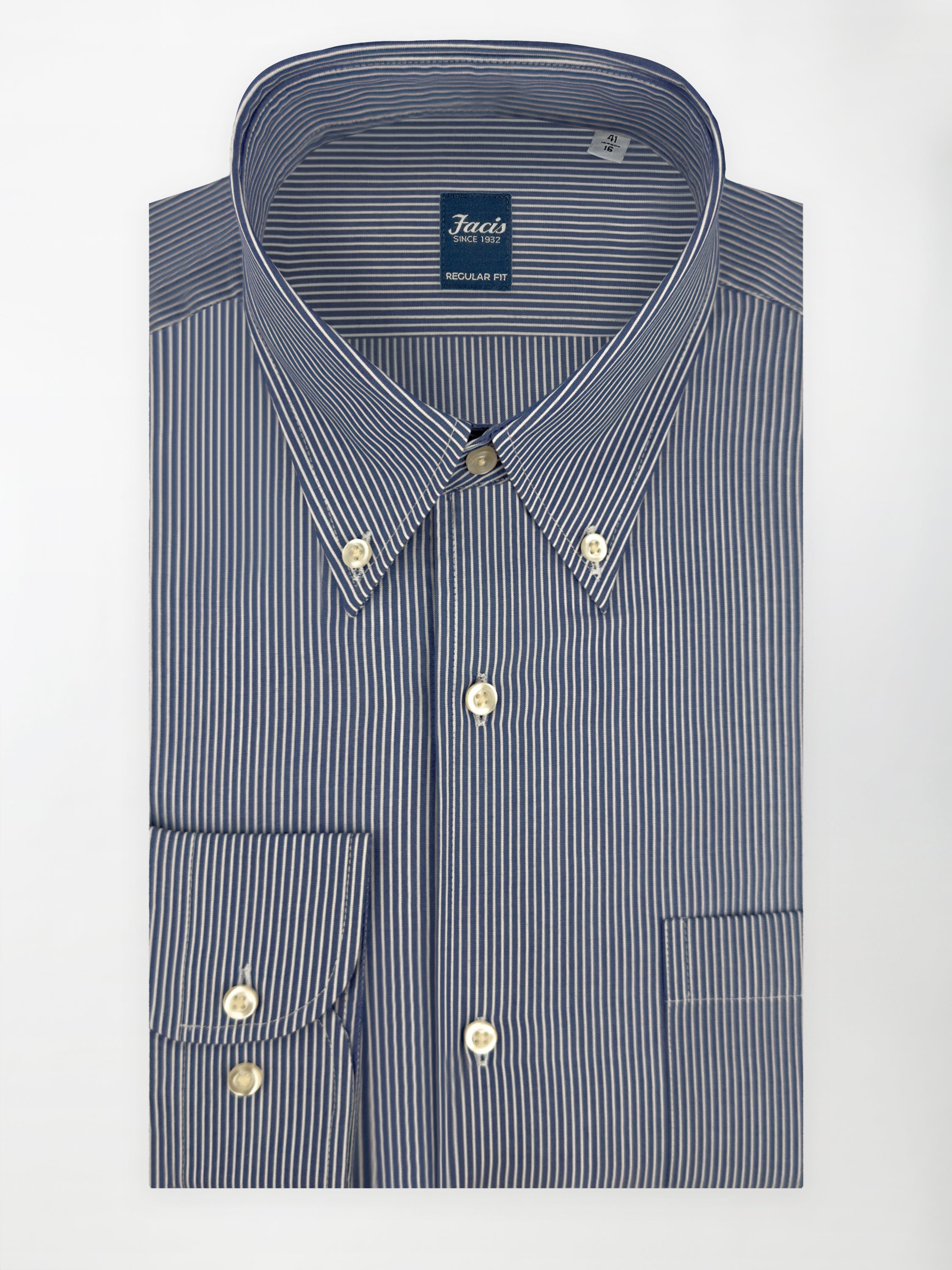 Camicia a righe alternate Collo button-down - Color Blu e Bianco - Regular Fit image 0