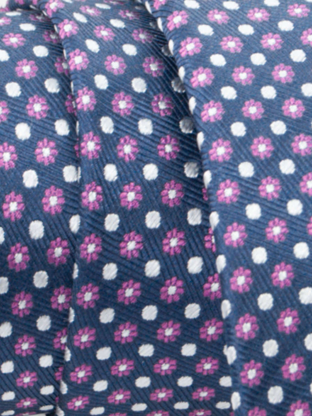 Cravatta microfantasia alternata punti e fiori - color Blu, Bianco, Fuxia image 1