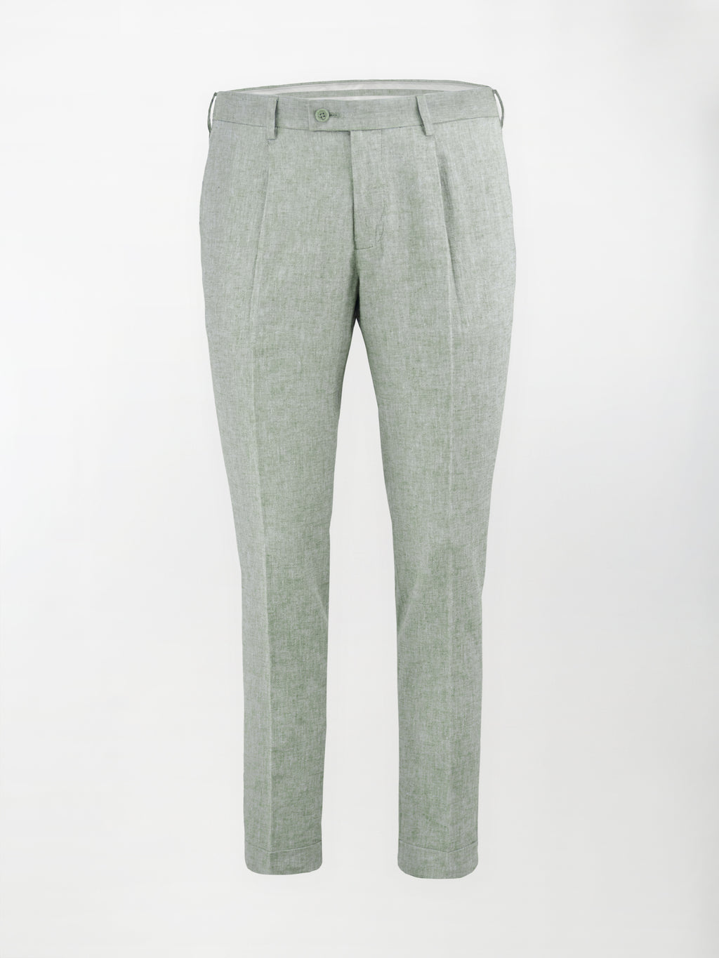 Pantalone sportivo in Lino-Cotone lavato - color Verde - Slim fit image 0