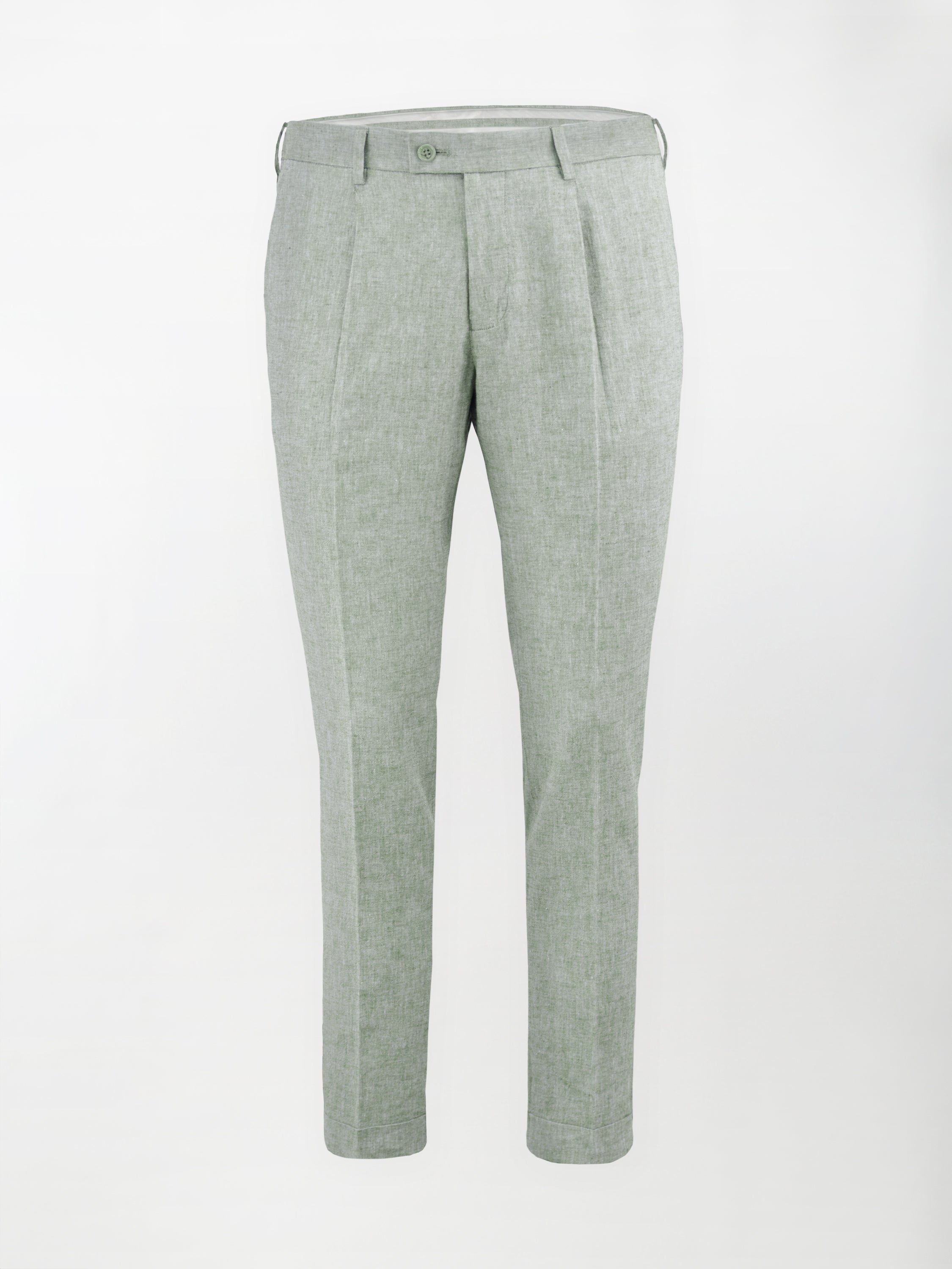 Pantalone sportivo in Lino-Cotone lavato - color Verde - Slim fit image 0