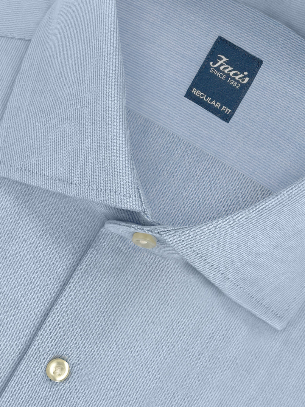 Camicia in Piquet Rigato con Collo Francese - Color Azzurro - Regular Fit image 1