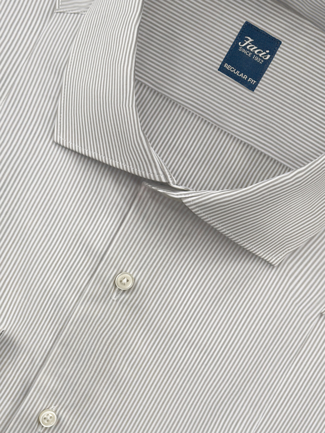 Camicia Collo Francese Millerighe color Grigio - Regular Fit - Cotone Popeline image 1