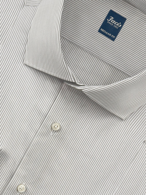 Camicia Collo Francese Millerighe color Grigio - Regular Fit - Cotone Popeline image 1