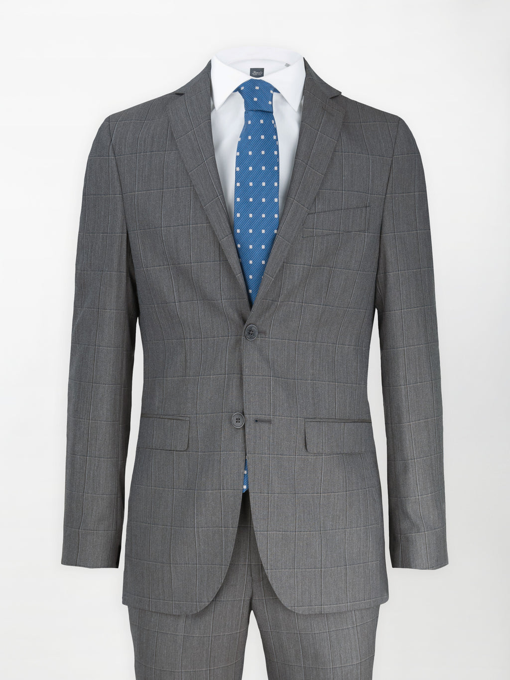 Abito in Pura Lana Super 100's - Motivo a quadri in tono grigio | Slim fit image 0