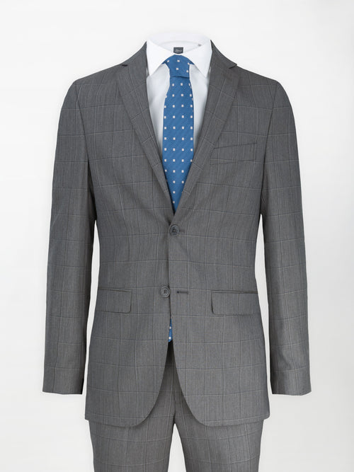 Abito in Pura Lana Super 100's - Motivo a quadri in tono grigio | Slim fit image 0