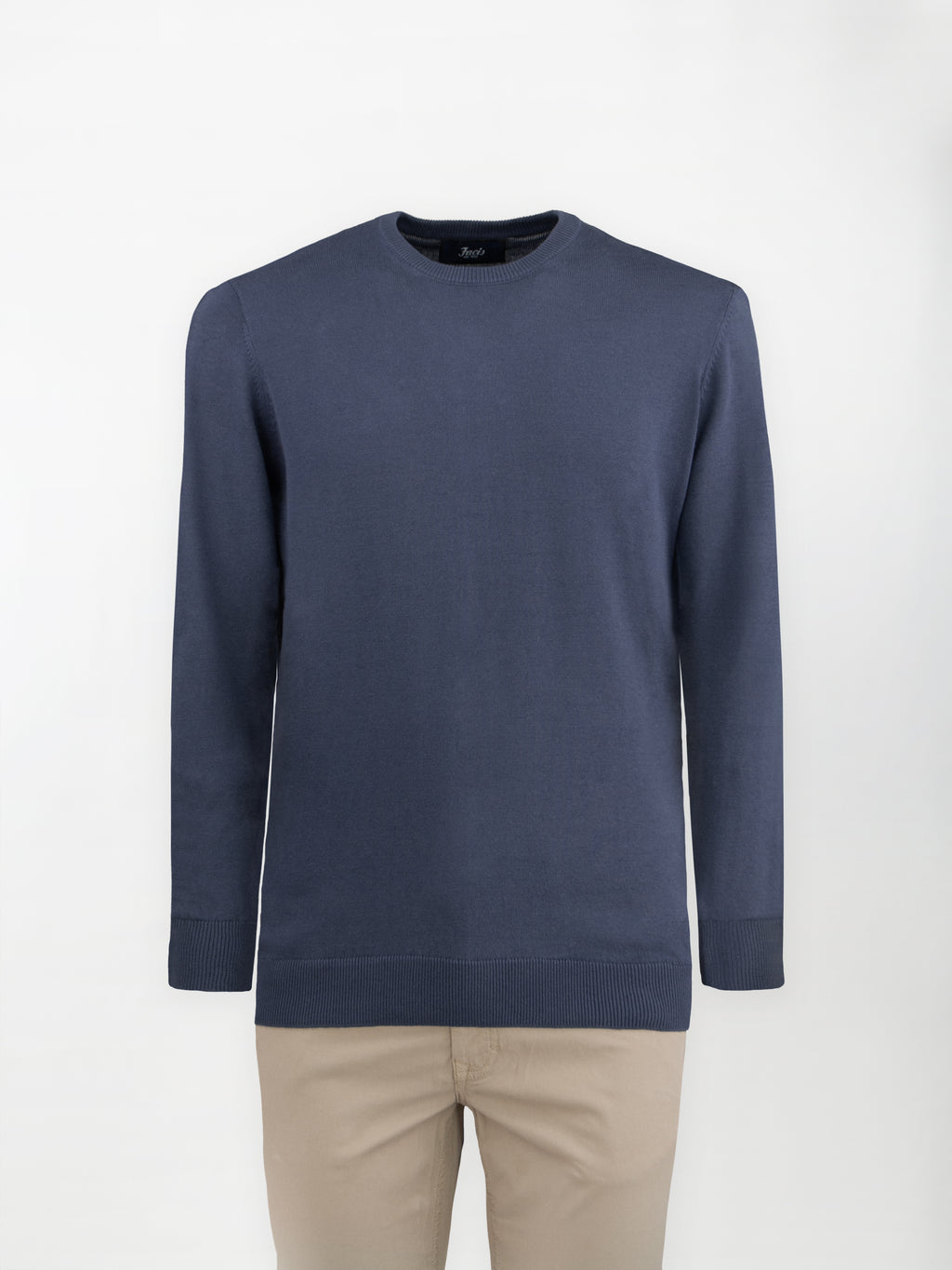 Maglia girocollo in puro cotone - color Blu denim image 1