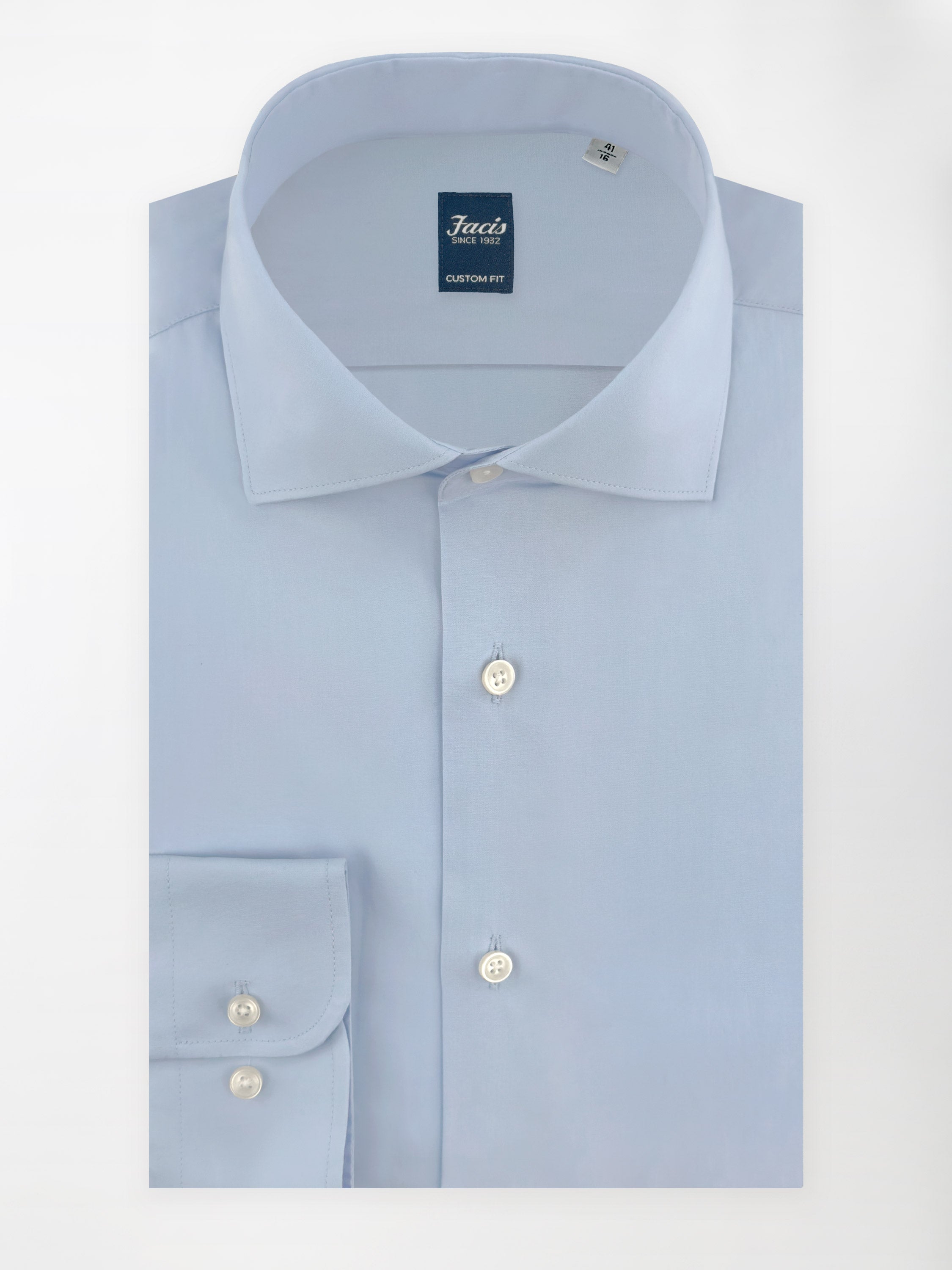 Camicia Collo Francese Color Azzurro - Custom Fit - Cotone Popeline image 0