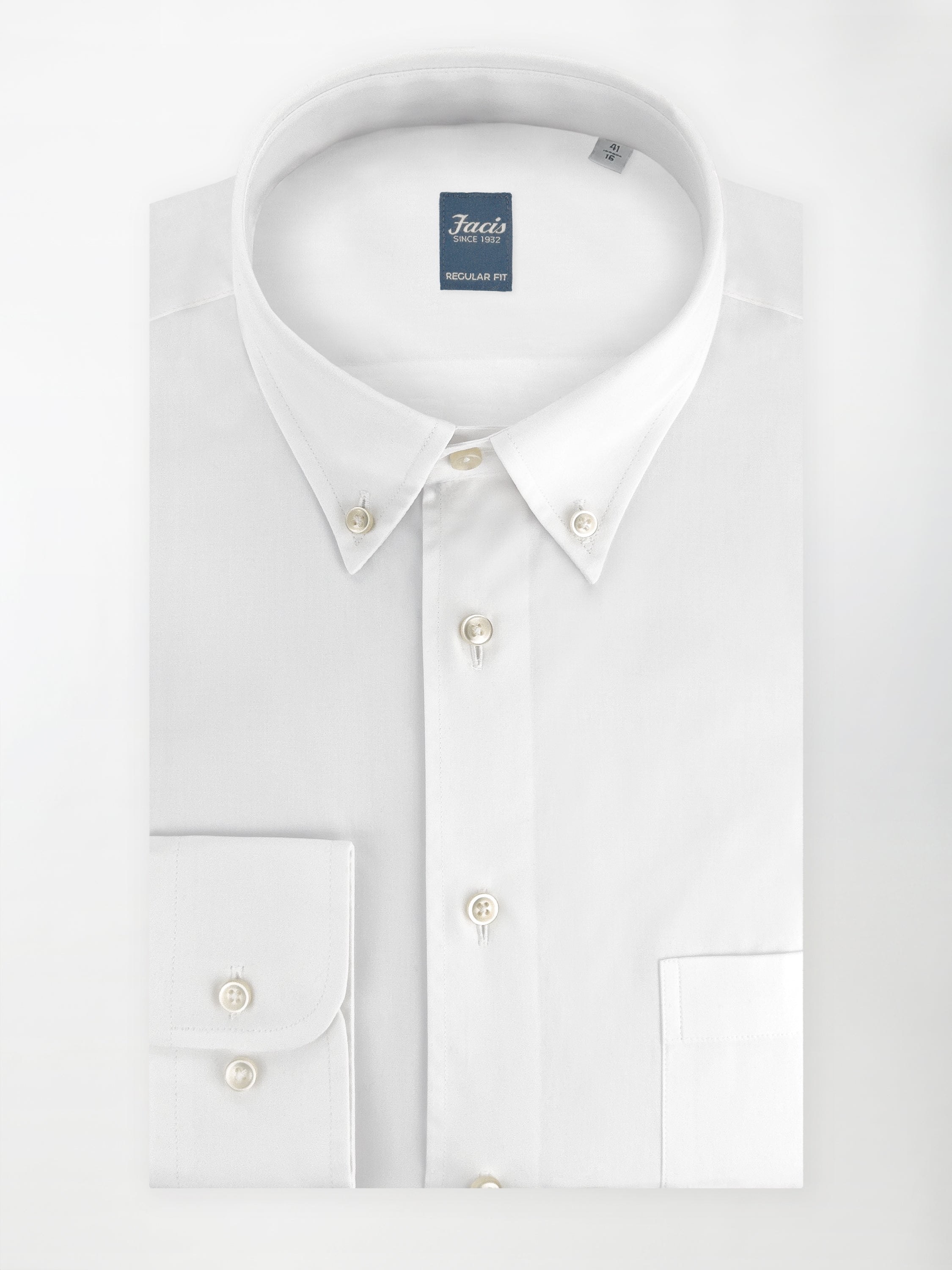 Camicia Bianca con Collo button-down - Regular Fit - Cotone Popeline image 0