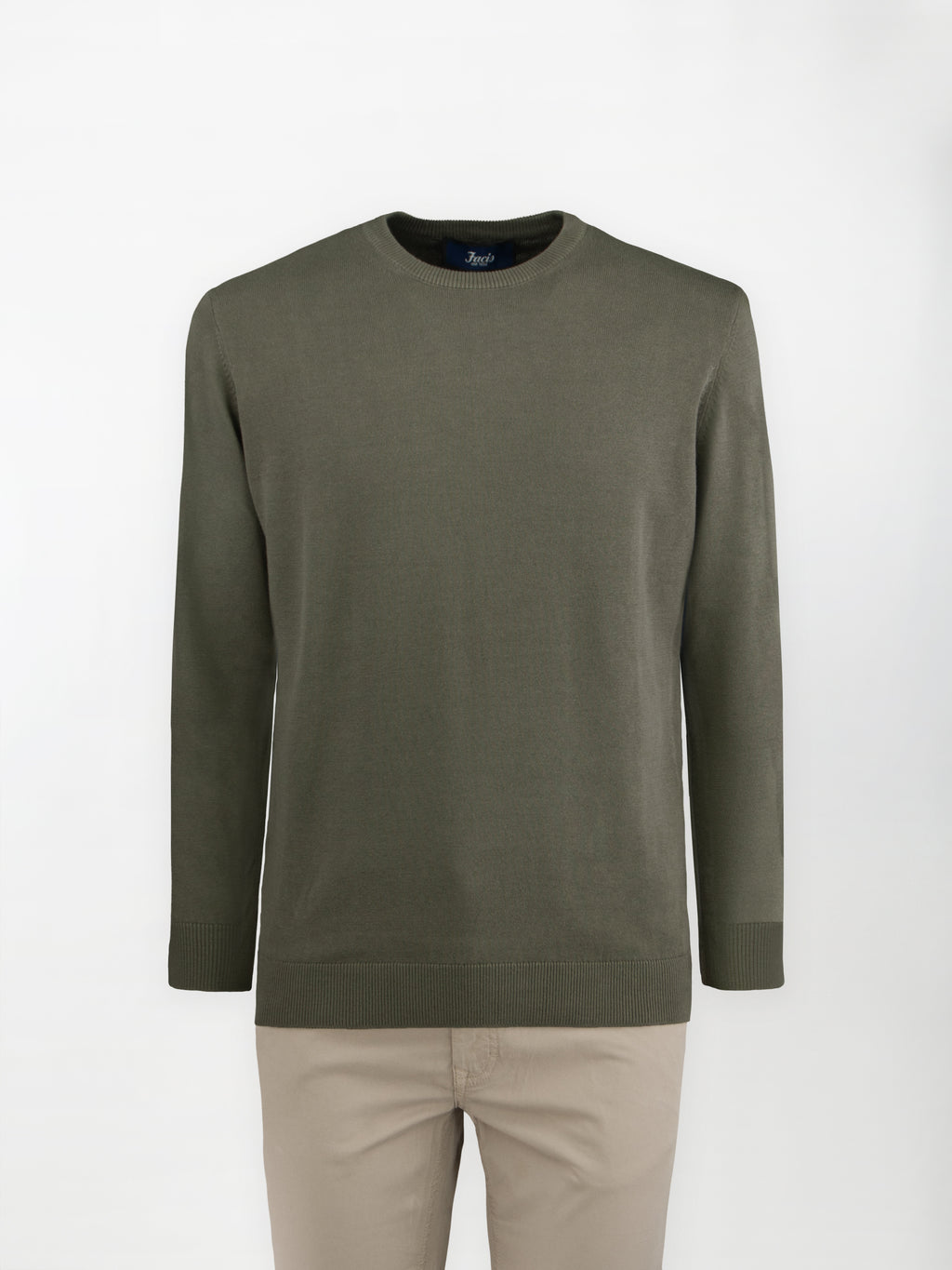 Maglia girocollo in puro cotone - color Verde sottobosco image 1