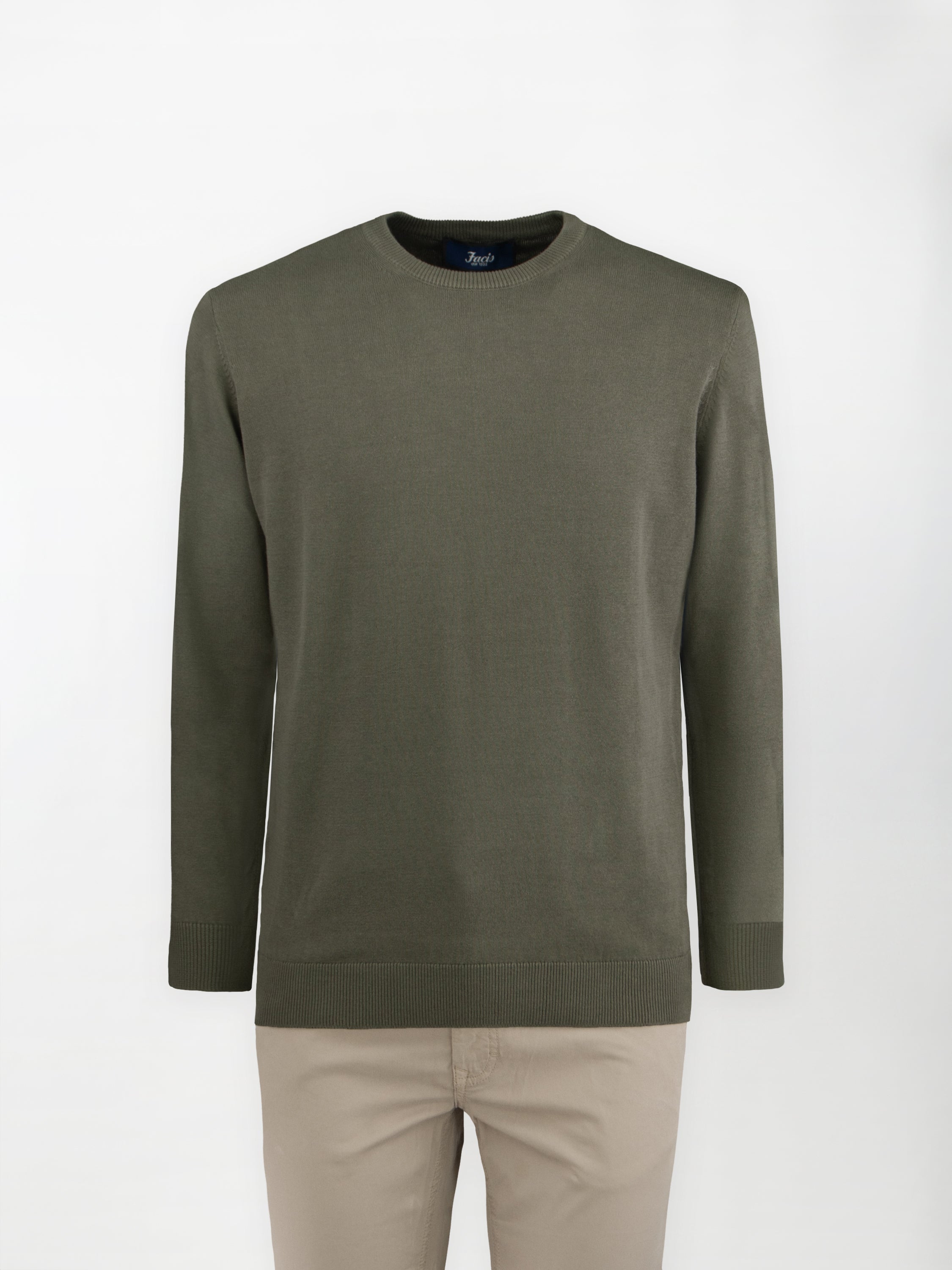 Maglia girocollo in puro cotone - color Verde sottobosco image 1