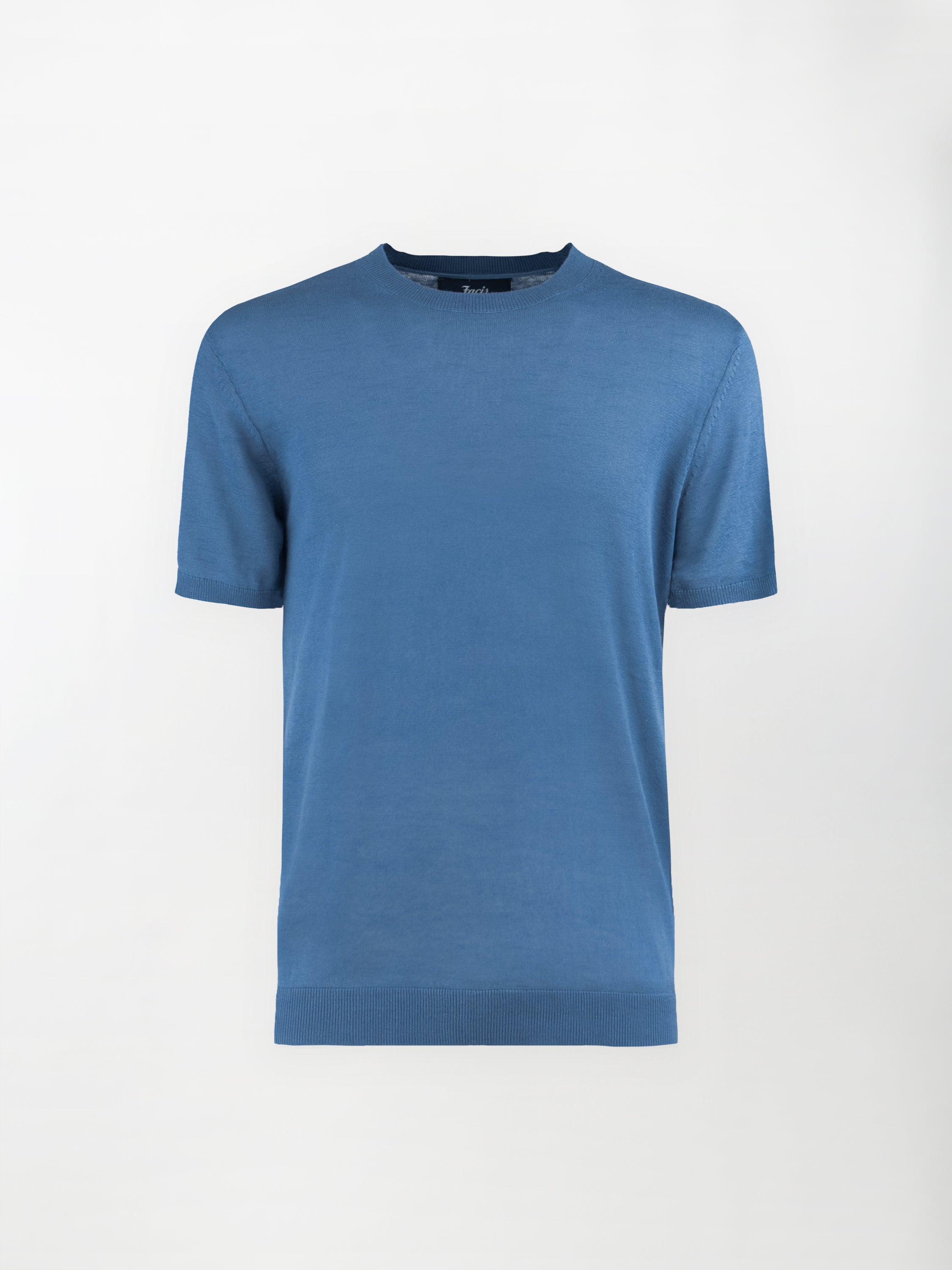 T-Shirt leggera in maglia di cotone finezza 14 - color Blu Capri - Slim fit image 0