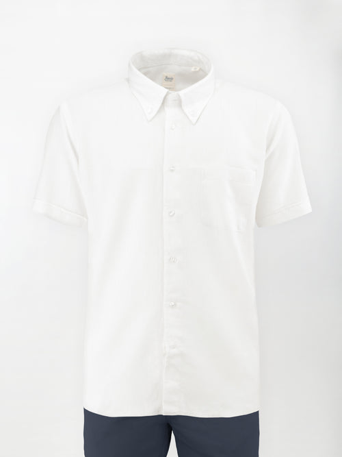 Camicia a Manica Corta in Lino e Cotone - color Bianco - Regular fit image 0