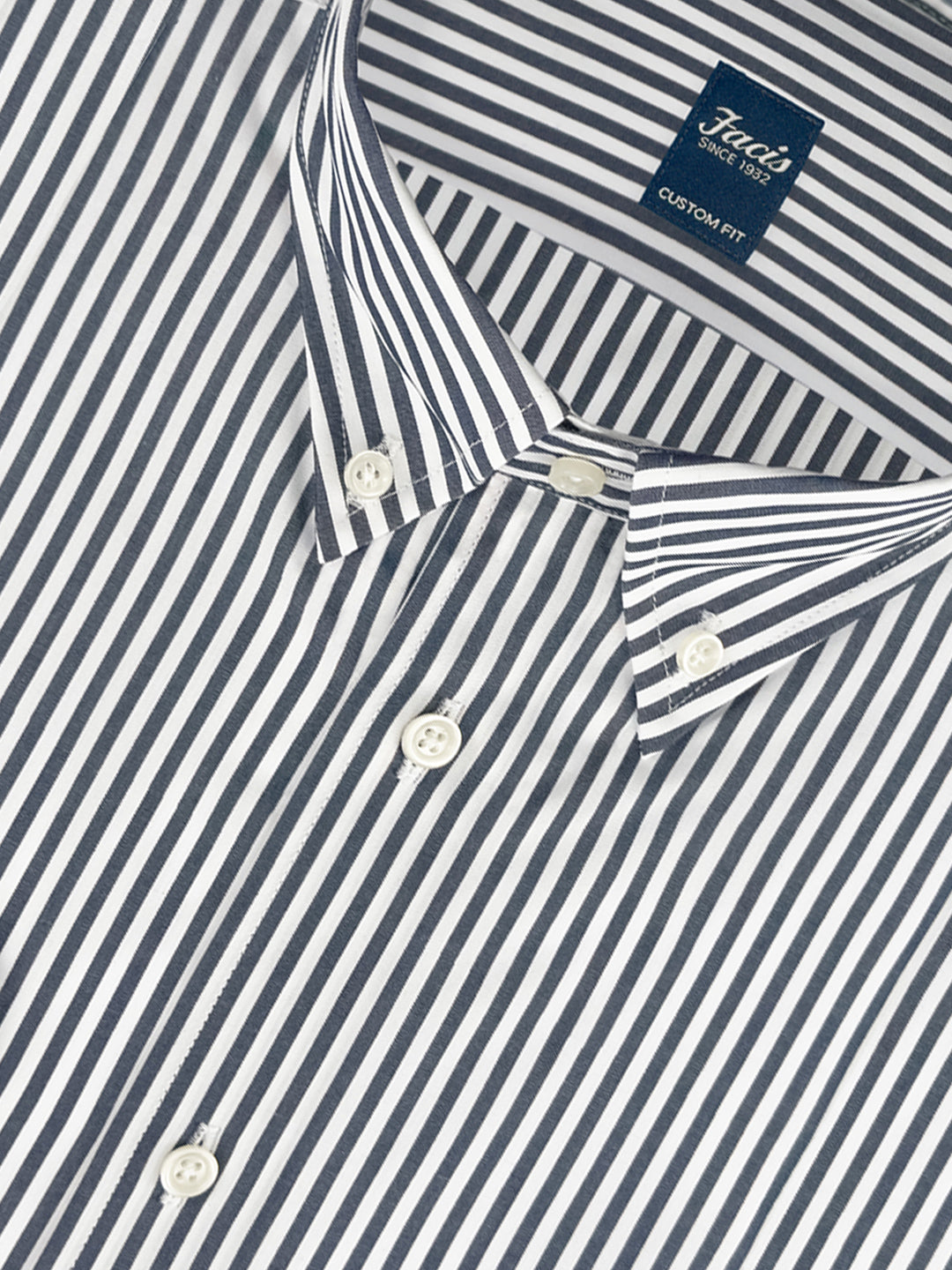 Camicia collo button-down a righe - Color blu notte e bianco - Custom Fit image 1
