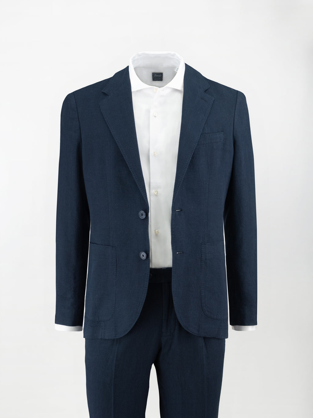 Giacca sfoderata sportiva in Lino-Cotone lavato - color Blu - Slim fit image 0
