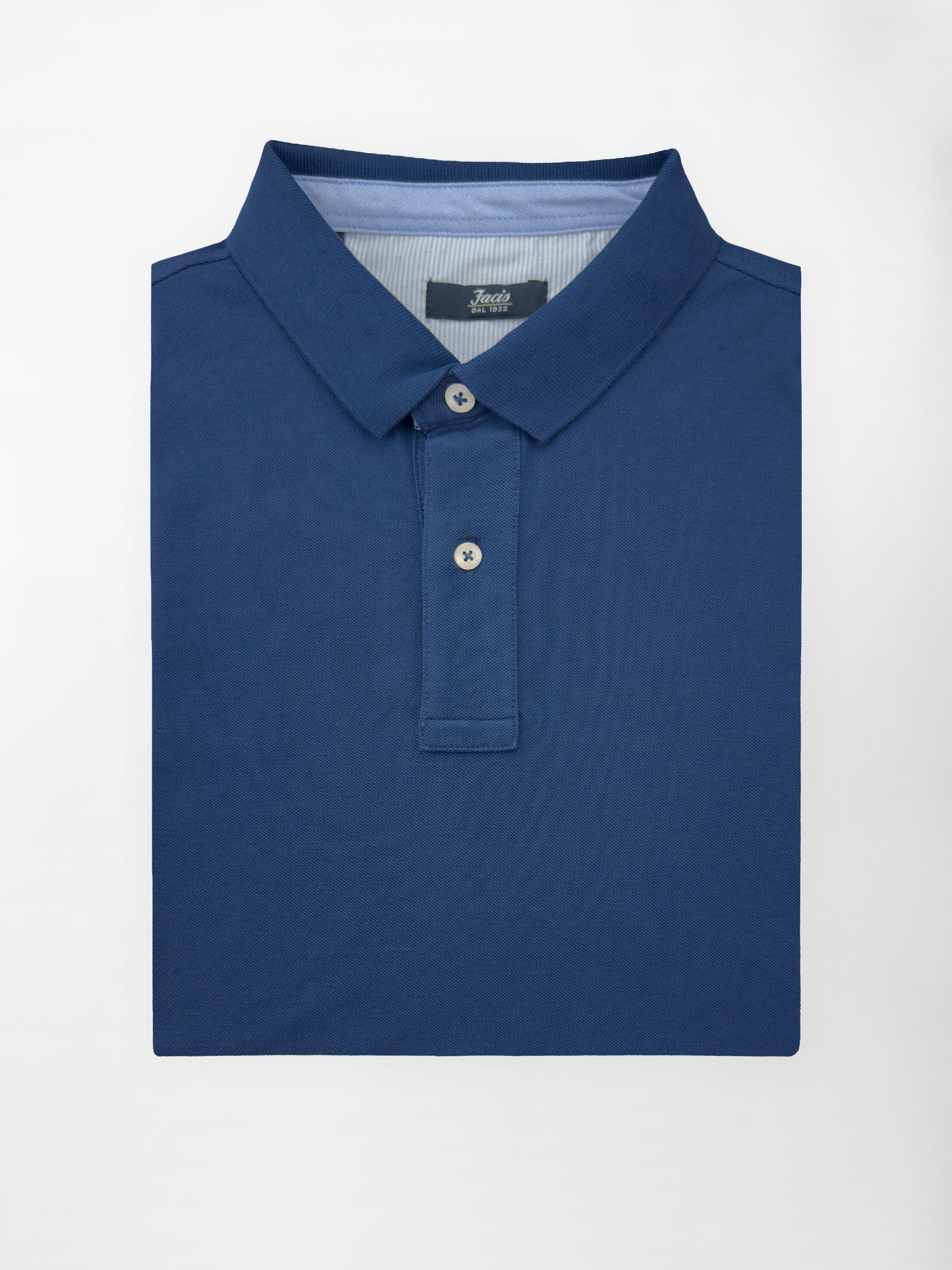 Polo in cotone Piquet - color Blu print in tinta unita image 1