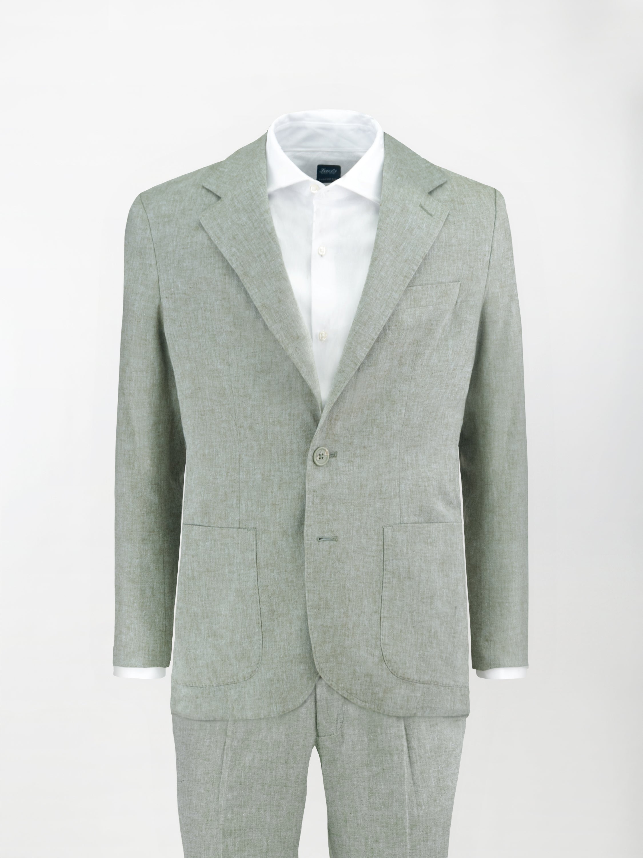 Giacca sfoderata sportiva in Lino-Cotone lavato - color Verde - Slim fit image 0