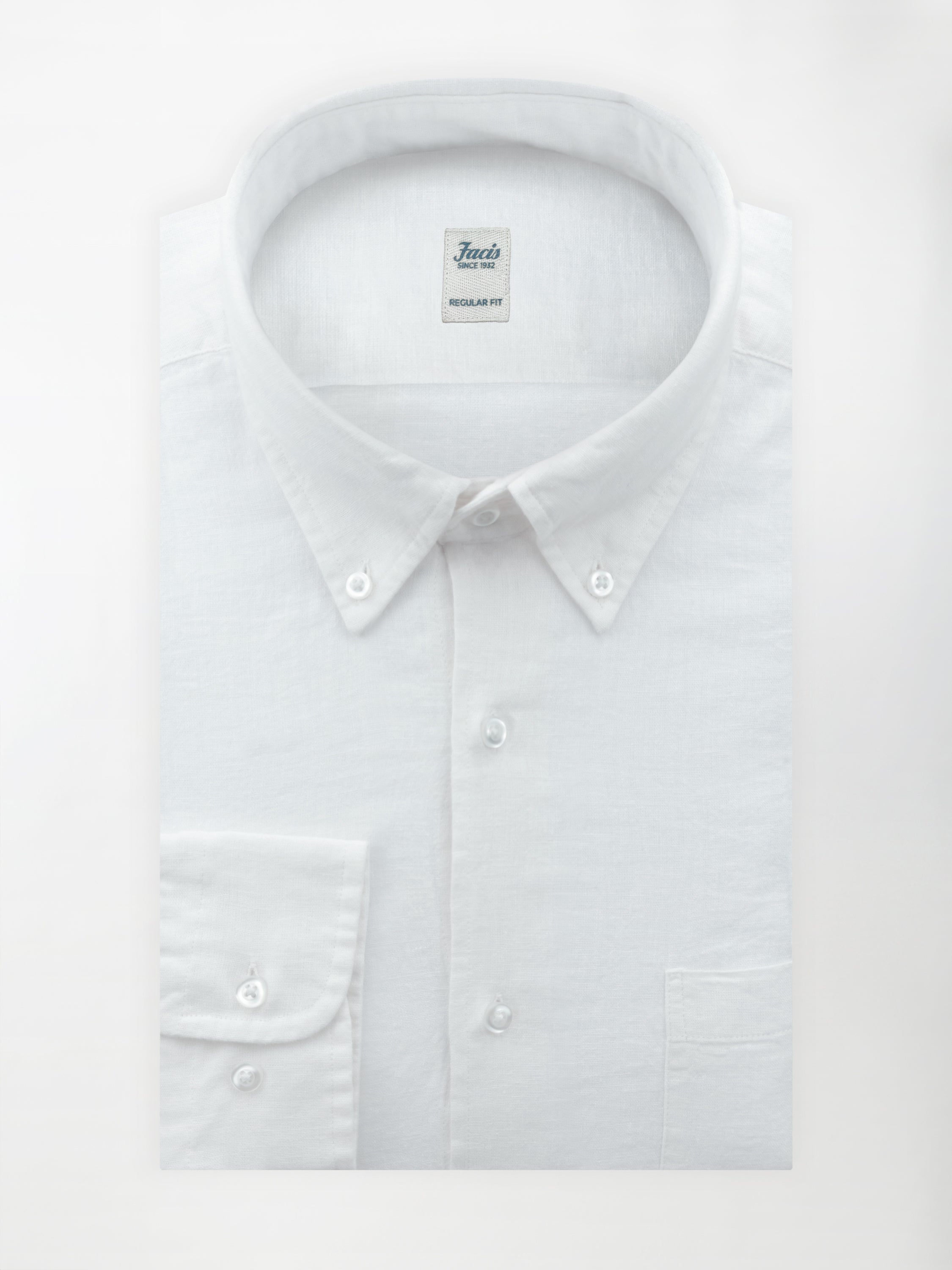 Camicia in Lino e Cotone con Collo Button down - color Bianco - Regular fit image 0