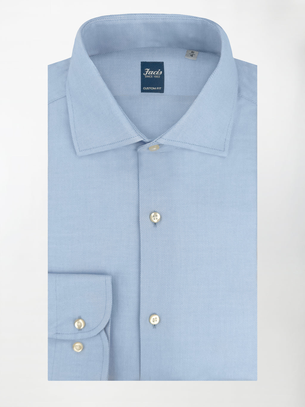 Camicia Pin Point con Collo Francese - Color Azzurro - Custom Fit image 0