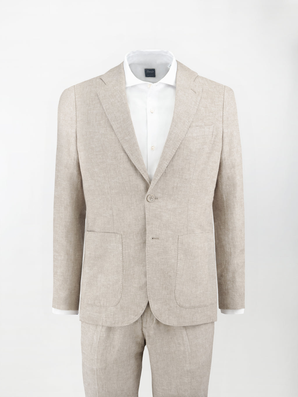 Giacca sfoderata sportiva in Lino-Cotone lavato - color Beige - Slim fit image 0