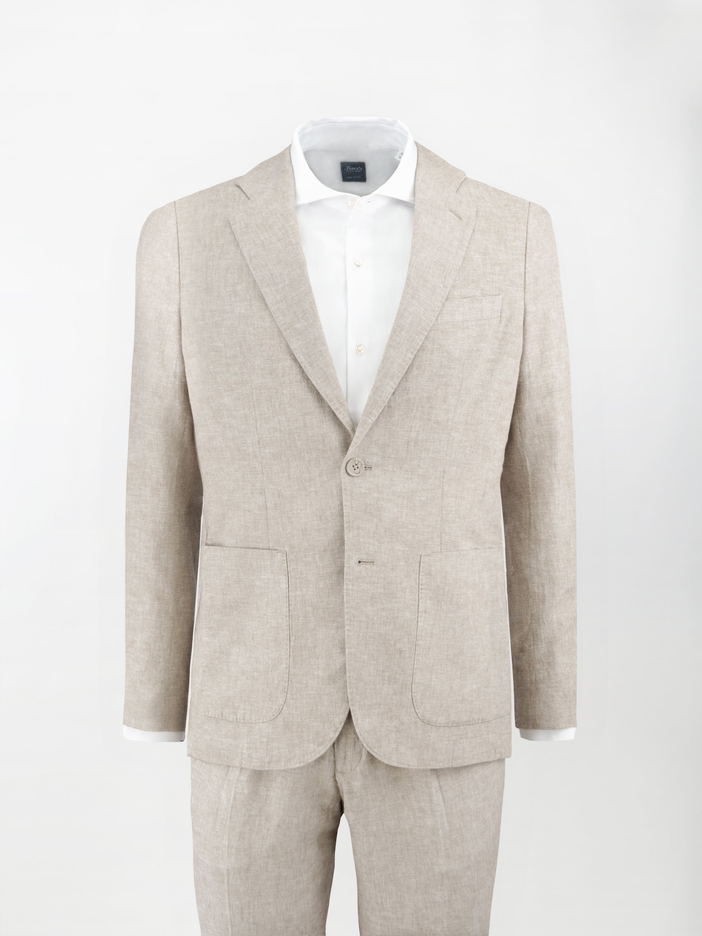 Giacca sfoderata sportiva in Lino-Cotone lavato - color Beige - Slim fit image 0