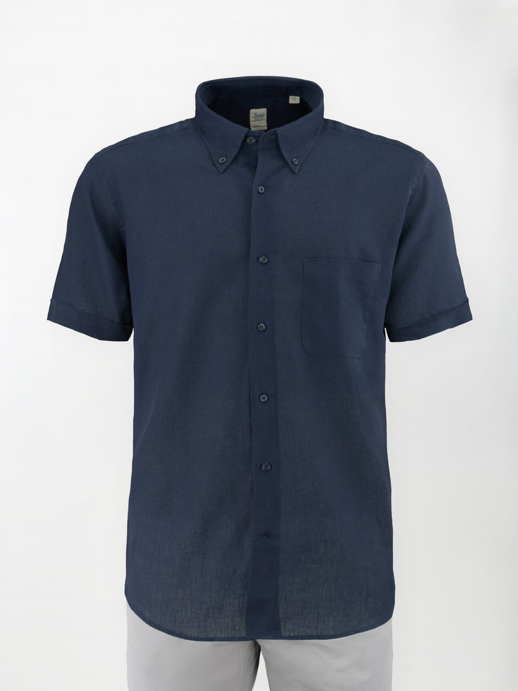 Camicia a Manica Corta in Lino e Cotone - color Blu notte - Regular fit image 0