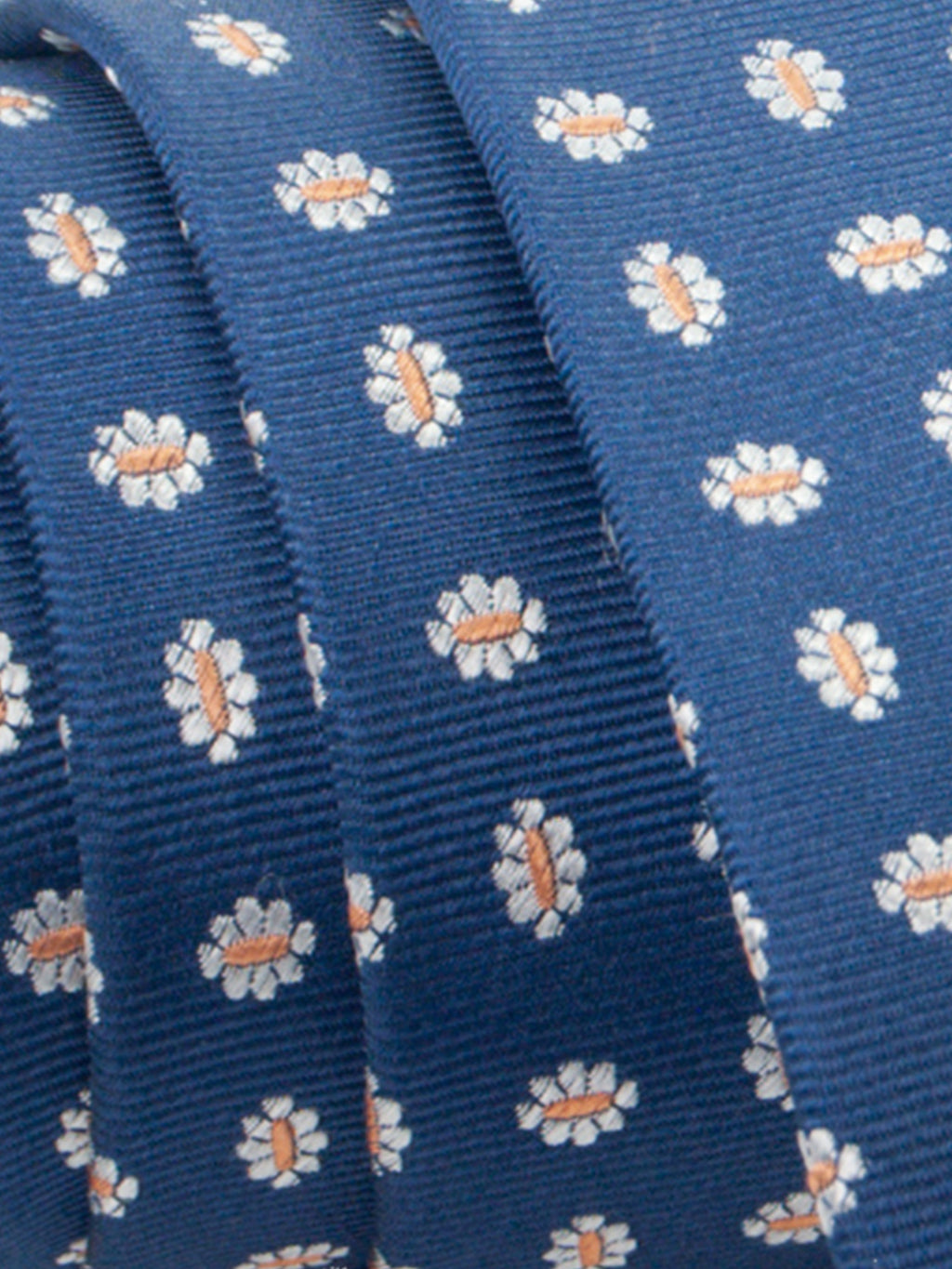 Cravatta unita con microfantasia alternata a fiori - color Blu e Arancio image 1