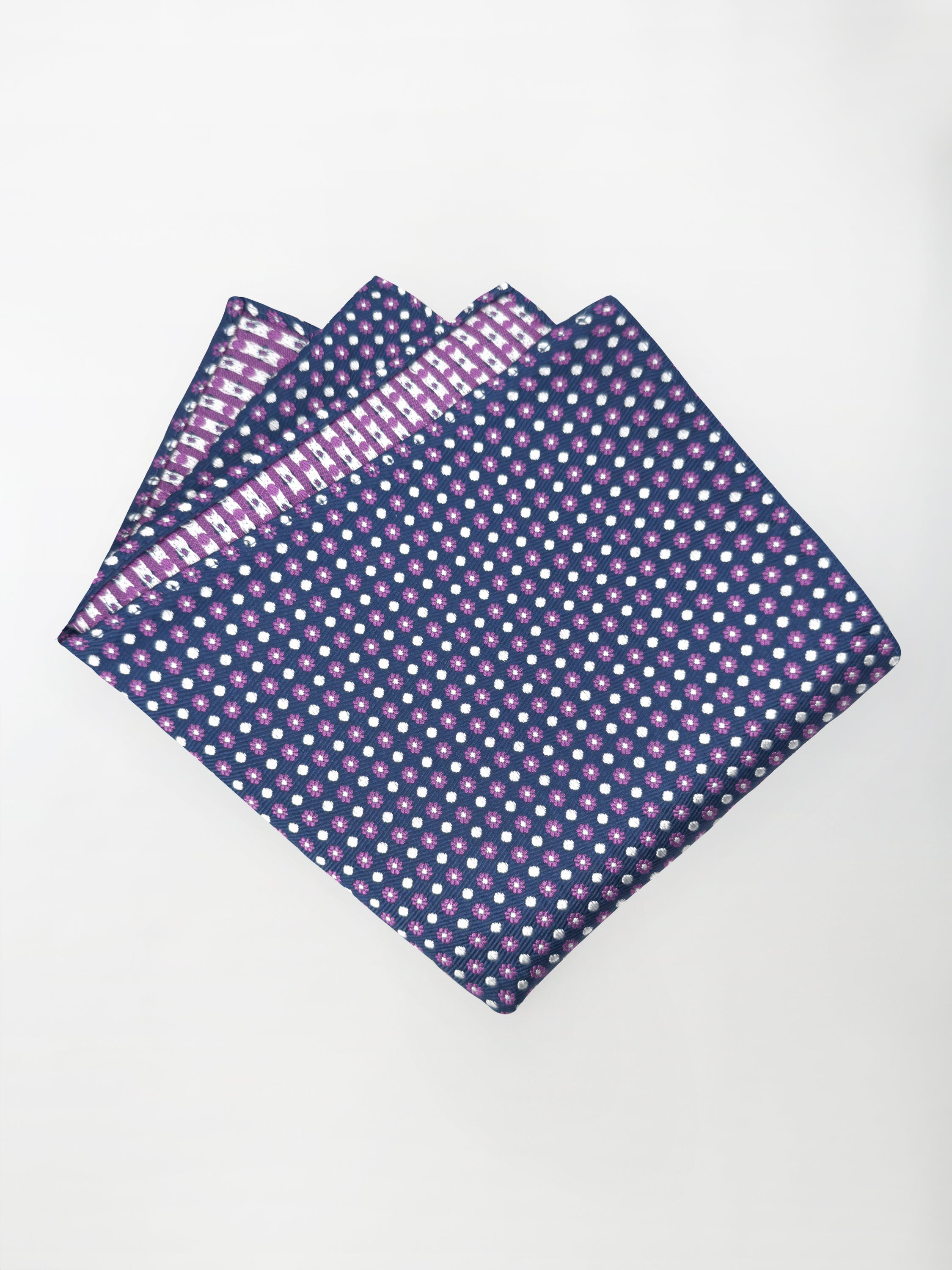 Pochette microfantasia alternata punti e fiori - color Blu, Bianco, Fuxia image 0