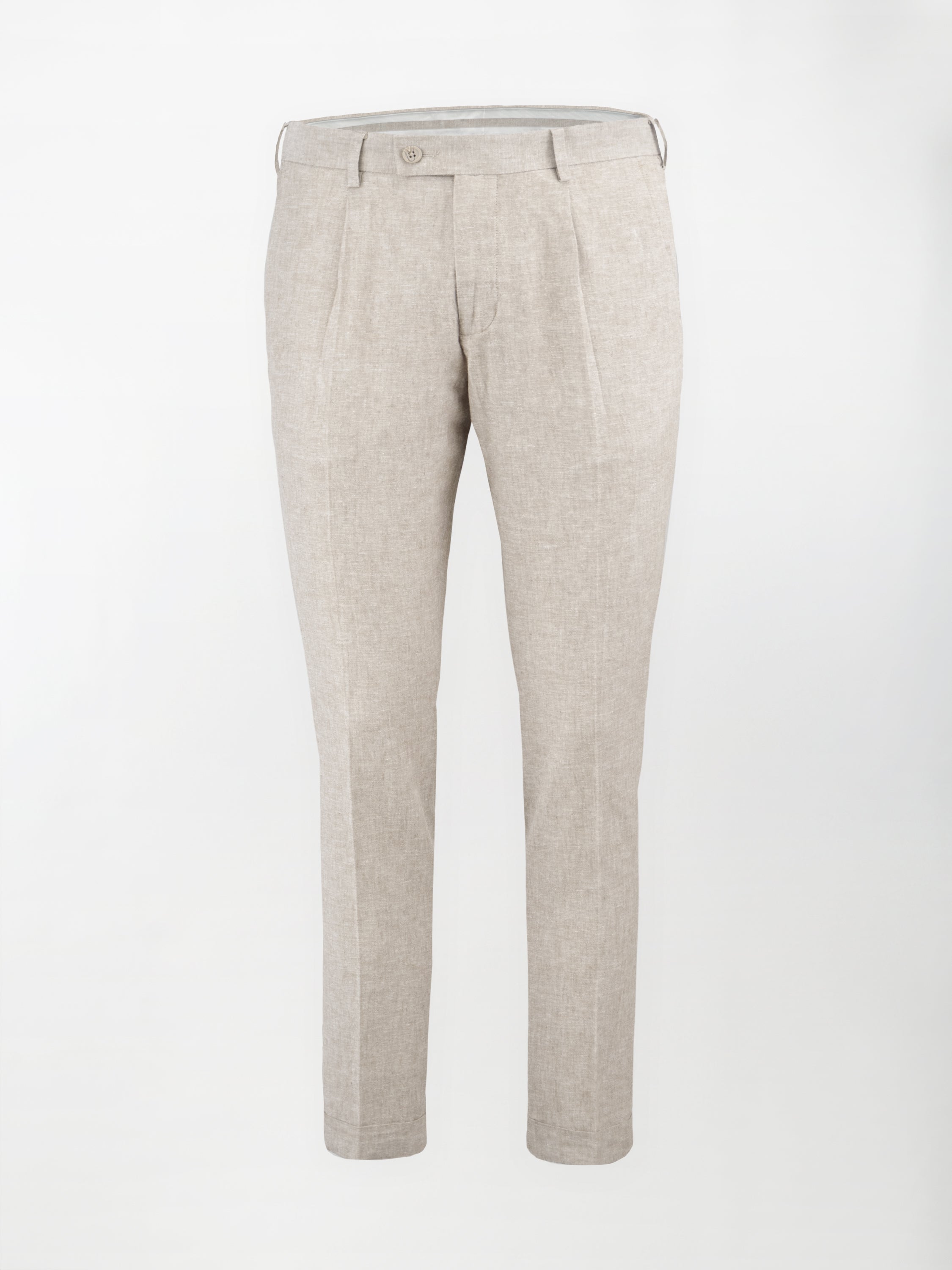 Pantalone sportivo in Lino-Cotone lavato - color Beige - Slim fit image 0